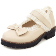 Cream White Lolita Lace Bow Heels - Классическая обувь - 