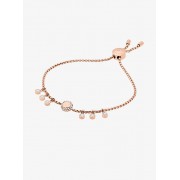 Crystal Rose Gold-Tone Logo Slider Bracelet - Bracelets - $95.00 