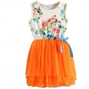 Csbks 1 2 3 4 5 Years Kid Girls Cute Floral Sundress Tulle Tutu Skirt Tank Dress - Dresses - $9.50 