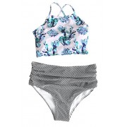 Cupshe Fashion Women's Floral Top Stripe Bottom Padding Bikini Set - Fato de banho - $23.99  ~ 20.60€