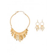 Curved Stick Collar Necklace And Drop Earrings - Earrings - $6.99 