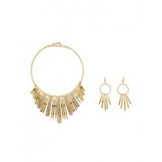 Curved Stick Rhinestone Collar Necklace with Earrings - Earrings - $7.99 