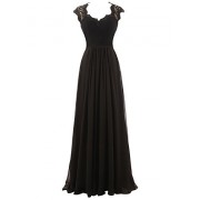 DRESSTELLS Long Bridesmaid Dress Illusion Lace V-Neck Chiffon Evening Gowns - Dresses - $219.99  ~ £167.19