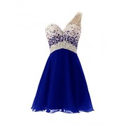 DRESSTELLS Short Homecoming Dress Beadings One Shoulder Prom Evening Dress - Dresses - $64.99  ~ £49.39