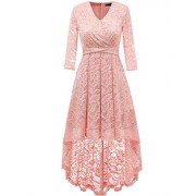 DRESSTELLS Women's Vintage Floral Lace 3/4 Sleeves Dress Hi-Lo Cocktail Party Swing Dress - Dresses - $15.99  ~ £12.15