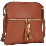 Dasein Lightweight Medium Crossbody Bag Vegan Leather Shoulder Bag Small Travel Purse with Tassel - Hand bag - $15.95 