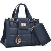 Dasein Women Designer Satchel Bags Quilted Handbags Structured Work Bags Shoulder Bags with Twist Lock - Hand bag - $35.99 