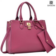 Dasein Women's Designer Leather Satchel Top Handle Shoulder Bag Padlock Tote Handbag w/ Coin Purse - Hand bag - $42.99 