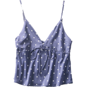 Deep V Drawstring Print Satin Wave Point - Košulje - kratke - $21.99  ~ 139,69kn