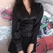 Deep V Sexy Breasted Cardigan Long Sleev - Рубашки - короткие - $25.99  ~ 22.32€