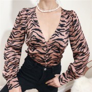 Deep V Top Vintage Wind Zebra Striped Lo - Košulje - kratke - $27.99  ~ 177,81kn