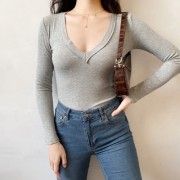 Deep V-neck long-sleeved T-shirts - Košulje - kratke - $27.99  ~ 177,81kn