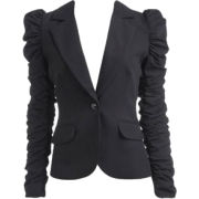 Black Ruffled Sleeve Blazer - Suits - 