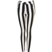Black and White striped - Pants - 