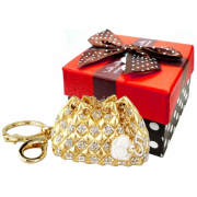 Designer Inspired Golden Classic Satchel Purse Bling Crystals Rhinestone Keychain Key Ring Holder / Handbag Charm w/Gift Box - Hand bag - $17.50 