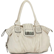 Designer Inspired Metal Studded Soft Leatherette Shopper Hobo Tote Shoulder Bag Satchel Handbag Purse Beige - Hand bag - $35.50 