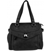 Designer Inspired Turnlock Leatherette Office Tote Shopper Shoulder Bag Satchel Handbag Black - Hand bag - $35.50 