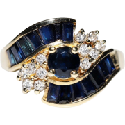 Diamond And Sapphire Ring 1980s - Prstenje - 