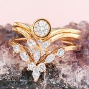 Diamond Bridal Rings Set, Three diamond - Mie foto - 
