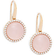 Diamond Pink Quartz 18k Rose Gold - Uhani - 