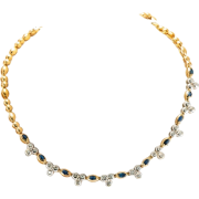 Diamond Sapphire Necklace late 20th Cent - Collares - 