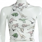 Dinosaur Print Asymmetric Halter Vest - Košulje - kratke - $17.99  ~ 114,28kn