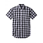 Dioufond Men's Short Sleeve Plaid Button Down Shirts Casual Slim Fit Single Pocket Shirt - Shirts - $8.99 