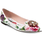 Dolce & Gabbana Rose Print Leather Flats - フラットシューズ - 