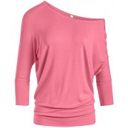 Dolman 3/4 Sleeve Off The Shoulder Drape Top with Banded Waist - Made in USA - Camisas - $17.99  ~ 15.45€