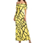 Domple Women Sexy Sleeveless Print Shoulder Off Club Bodycon Long Dress - Haljine - $24.99  ~ 158,75kn