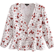 Dot Cherry Printed Chest Lace-Up Shirt - Košulje - kratke - $25.99  ~ 165,10kn