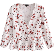 Dot Cherry Printed Chest Lace-Up Shirt - Košulje - kratke - $25.99  ~ 165,10kn