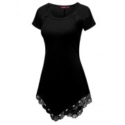 Doublju Lace Hem Asymmetrical Tunic Dress Top For Women With Plus Size - Tuniche - $19.99  ~ 17.17€