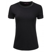 Doublju Short Sleeve Contrast Vintage Melange Burnout T-Shirts For Women With Plus Size - T恤 - $16.99  ~ ¥113.84