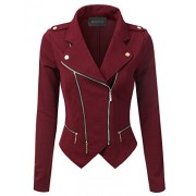 Doublju Slim Fit Asymmetrical Zip-Up Moto Jacket - Jacken und Mäntel - $28.99  ~ 24.90€