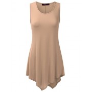 Doublju Womens Sleeveless Round Neck Unbalanced Long Tank Tunic Top - Туники - $10.99  ~ 9.44€