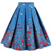 Dressever Women's Vintage A-Line Printed Pleated Flared Midi Skirts - Kleider - $8.99  ~ 7.72€
