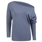 ELESOL Women Off Shoulder Batwing Sleeve Loose Pullover Sweater Knit Jumper - 半袖衫/女式衬衫 - $12.99  ~ ¥87.04