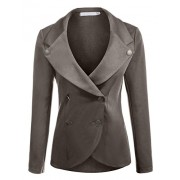ELESOL Women's Slim Fit Blazer Casual Work Double Breasted Peplum Crop Jacket - Рубашки - короткие - $27.99  ~ 24.04€