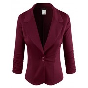 ELF FASHION Women Casual Work Knit Office Blazer Jacket Made in USA (Size S~3XL) - Jacket - coats - $23.99 