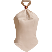 Ecru Bead Halter Top - Majice bez rukava - 