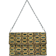 Egyptian Bejeweled Emerald Green Gemstone Handmade Beaded Clutch Purse Handbag / Crossbody Shoulder Bag - Hand bag - $39.99 