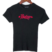 Embroidered Knit Short-Sleeve T-Shirt - T-shirt - $23.99  ~ 20.60€