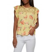 Embroidered Mesh Yoke Floral Top - Top - $16.97  ~ 14.58€