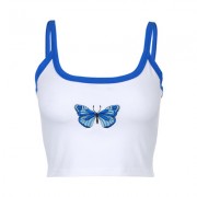 Embroidered butterfly print short camisole - Рубашки - короткие - $19.99  ~ 17.17€