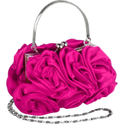 Enormous Rosette Roses Framed Clasp Evening Handbag Clutch Purse Convertible Bag w/Hidden Handle, Shoulder Chain Fuchsia - Clutch bags - $39.99 