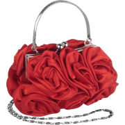 Enormous Rosette Roses Framed Clasp Evening Handbag Clutch Purse Convertible Bag w/Hidden Handle, Shoulder Chain Red - Clutch bags - $39.99 