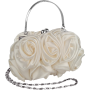 Enormous Rosette Roses Framed Clasp Evening Handbag Clutch Purse Convertible Bag w/Hidden Handle, Shoulder Chain White - Clutch bags - $29.99 