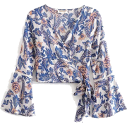 Ethnic style printed trumpet sleeves V-n - Košulje - kratke - $25.99  ~ 165,10kn