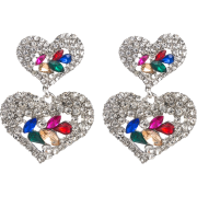 European and American fashion exaggerated multi-layer heart-shaped rhinestone ea - Earrings - $1.76 
